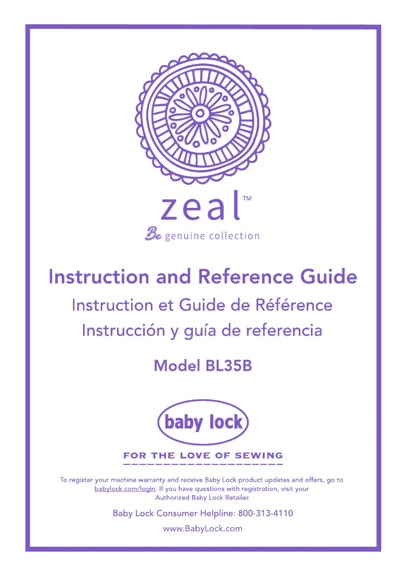 Page n°1 - Manuel utilisateur Baby Lock Zeal
