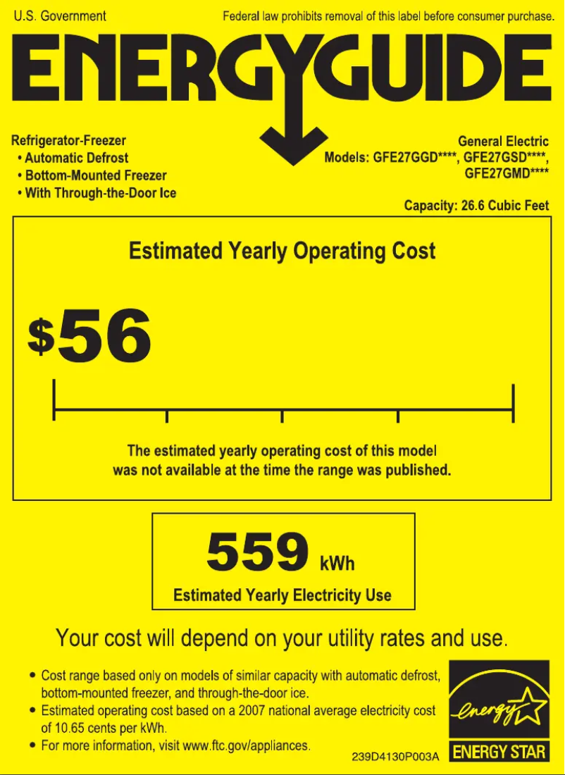 Page n°1 - Label énergétique GE GFE27GGDBB