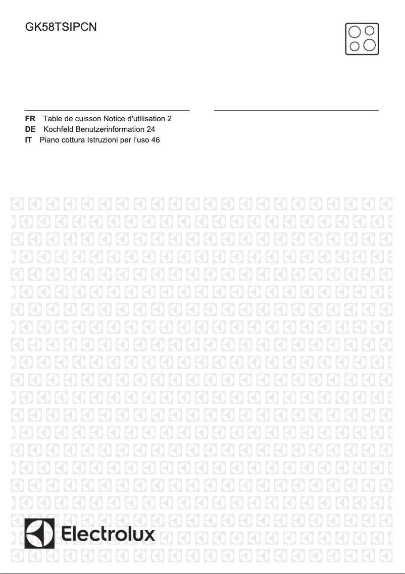 Page n°1 - Manuel utilisateur Electrolux GK58TSIPCN
