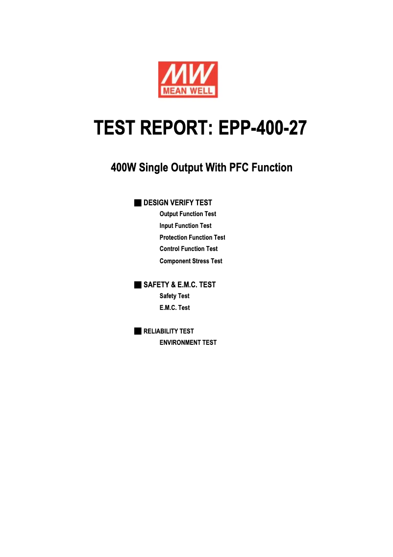 Page 1 de la notice Fiche technique Mean Well EPP-400-27