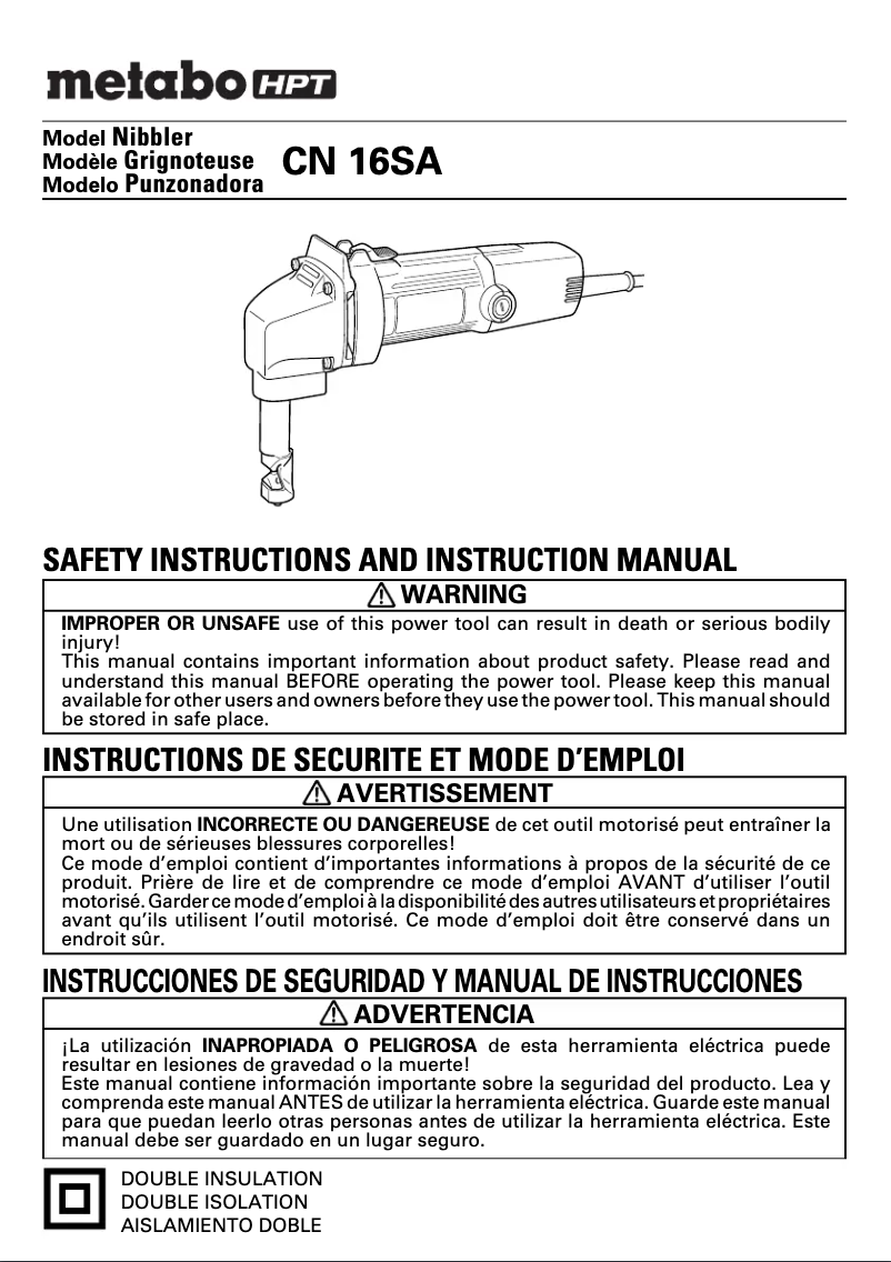 Image de la première page du manuel de l'appareil CN16SA