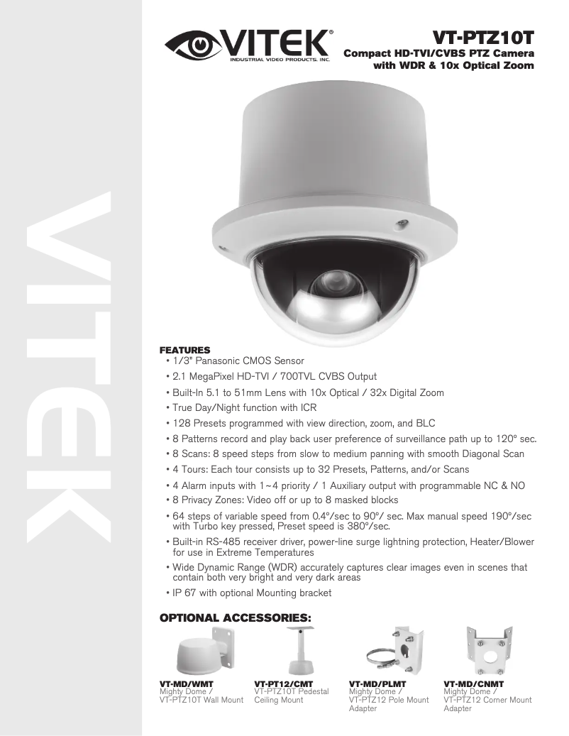 Image de la première page du manuel de l'appareil VT-PTZ10T