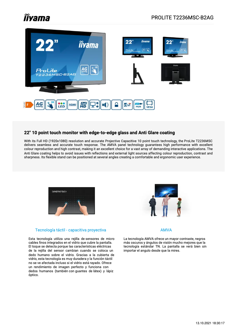 Image de la première page du manuel de l'appareil ProLite T2236MSC-B2AG