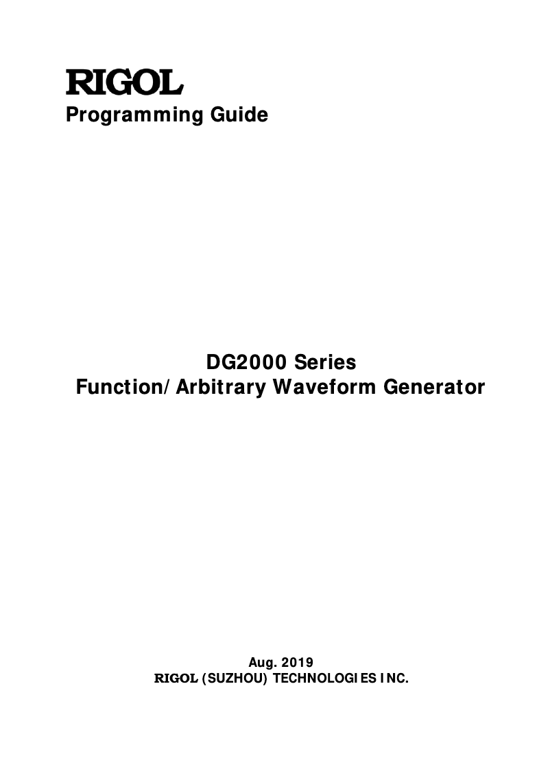 Page n°1 - Manuel utilisateur Rigol DG2102