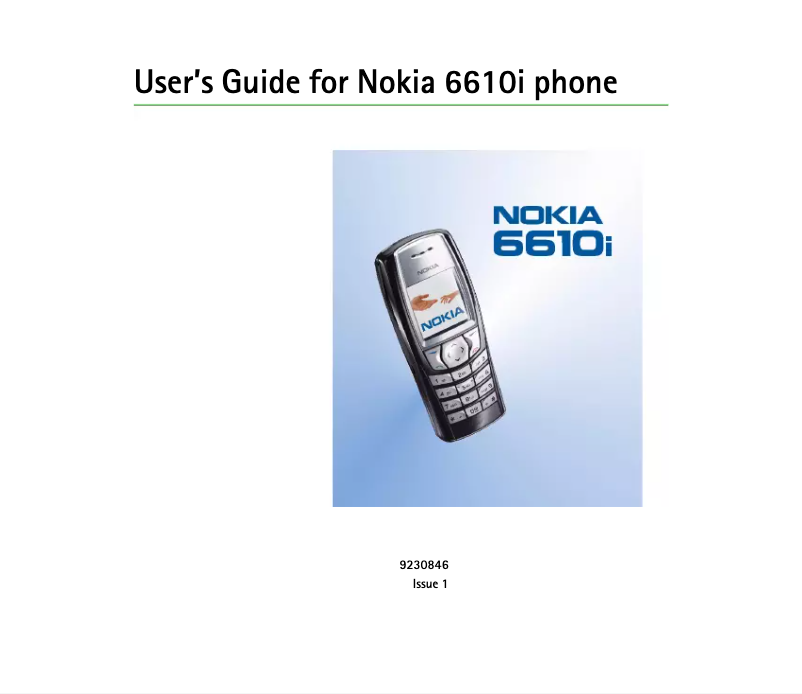 Page n°1 - Manuel utilisateur Nokia 6610I
