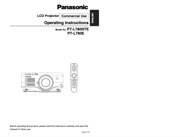 Page n°1 - Manuel utilisateur Panasonic PT-L780E
