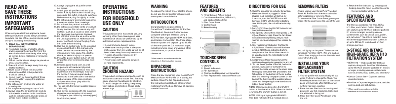 Page 1 de la notice Manuel utilisateur Conair AP04
