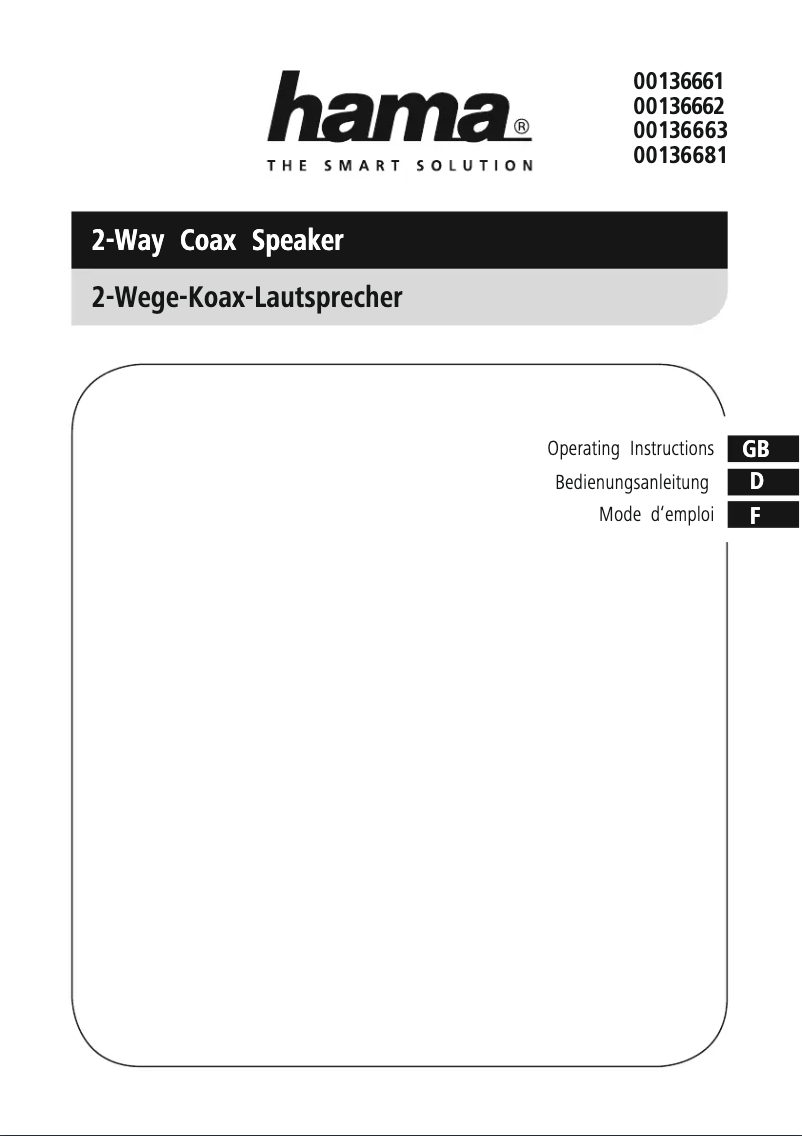 Page 1 of the manual User Manual Hama 00136681