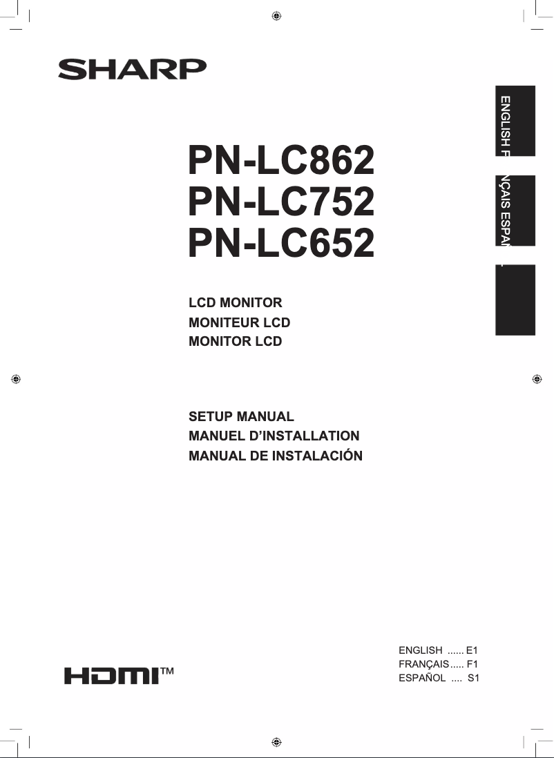 Page n°1 - Manuel utilisateur Sharp PN-LC862