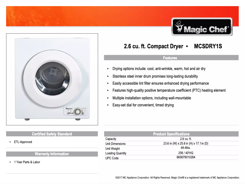 Image de la première page du manuel de l'appareil MCSDRY1S