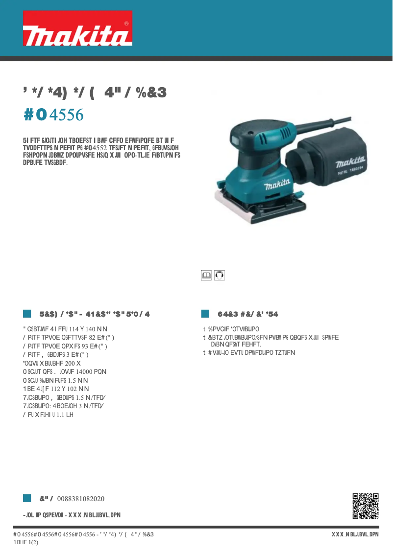 Page 1 de la notice Fiche technique Makita BO4556