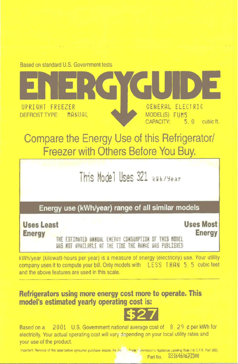 Page n°1 - Label énergétique GE FUM5SMRWH