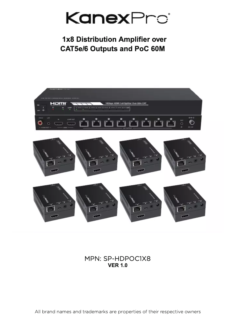 Page 1 de la notice Manuel utilisateur KanexPro SP-HDPOC1X8