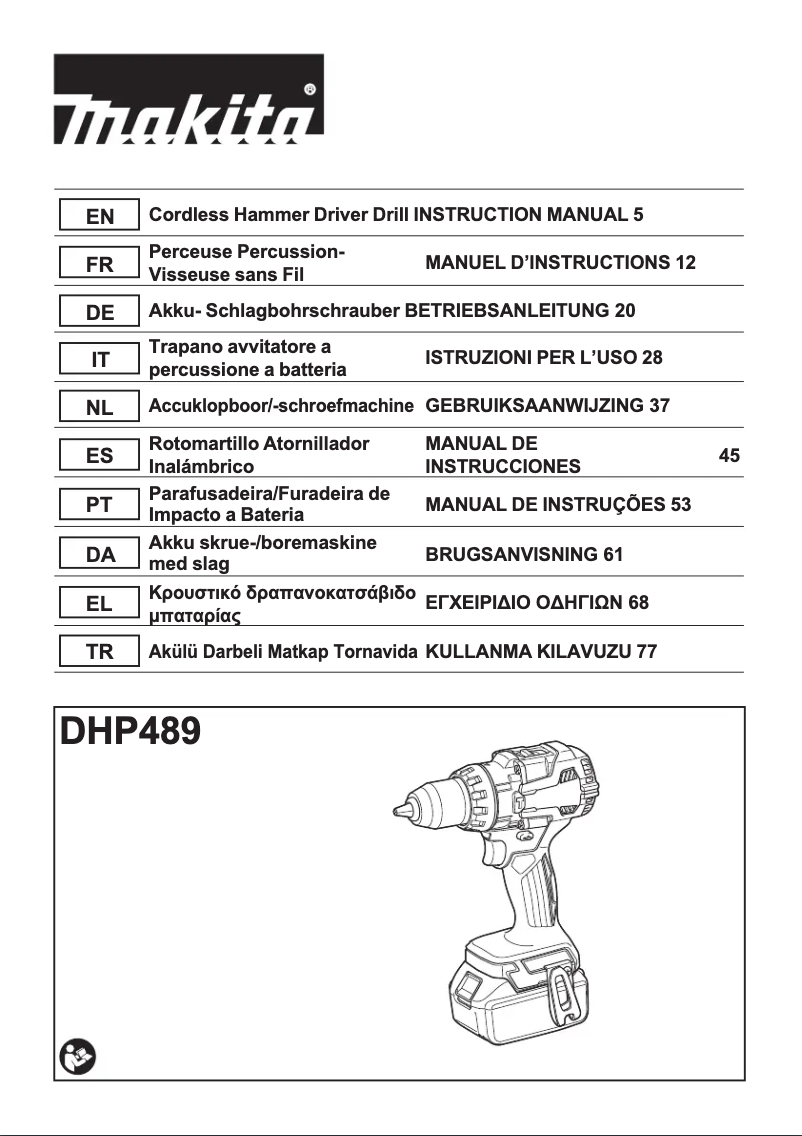 Page n°1 - Manuel utilisateur Makita DHP489