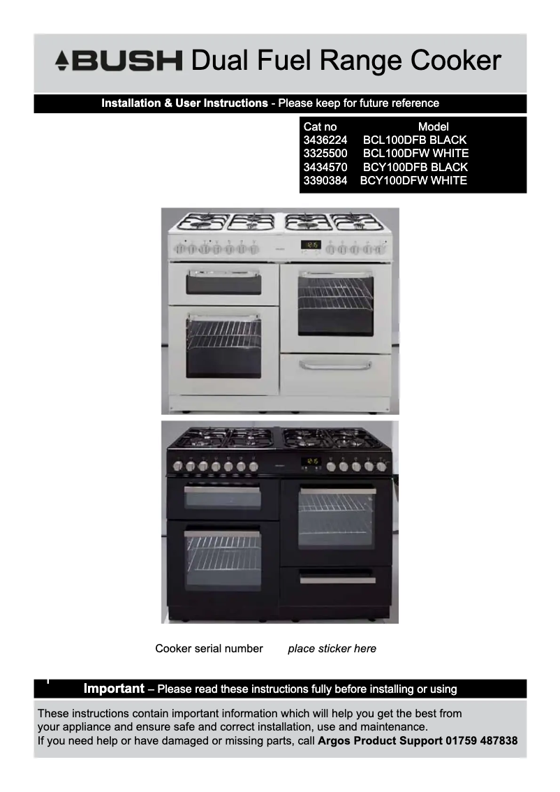 Page 1 de la notice Manuel utilisateur Bush BCY100DFB