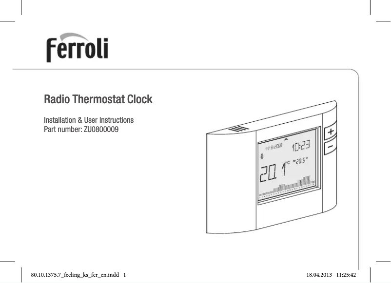 Page 1 de la notice Manuel utilisateur Ferroli ZU0800009