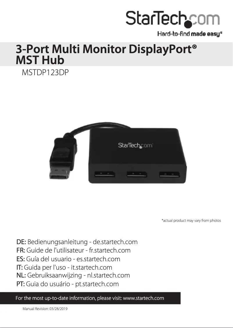 Page 1 de la notice Mode d'emploi StarTech.com MSTDP123DP