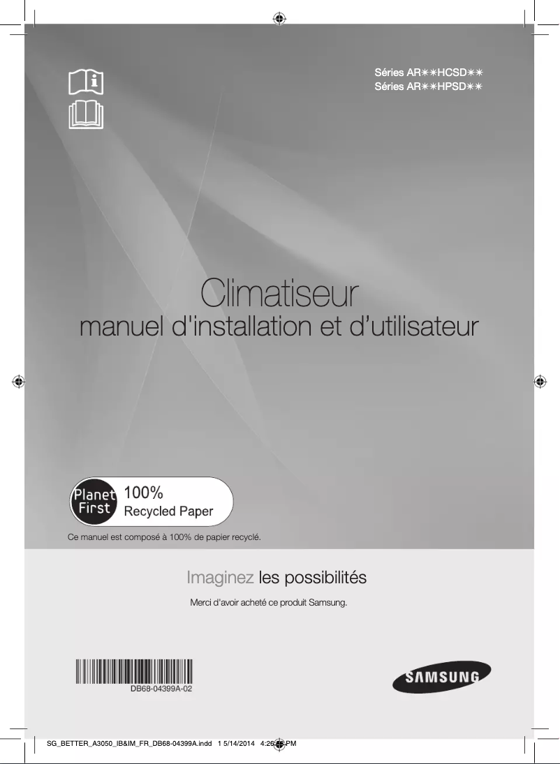 Page 1 de la notice Manuel utilisateur Samsung AR18HCSDDWK