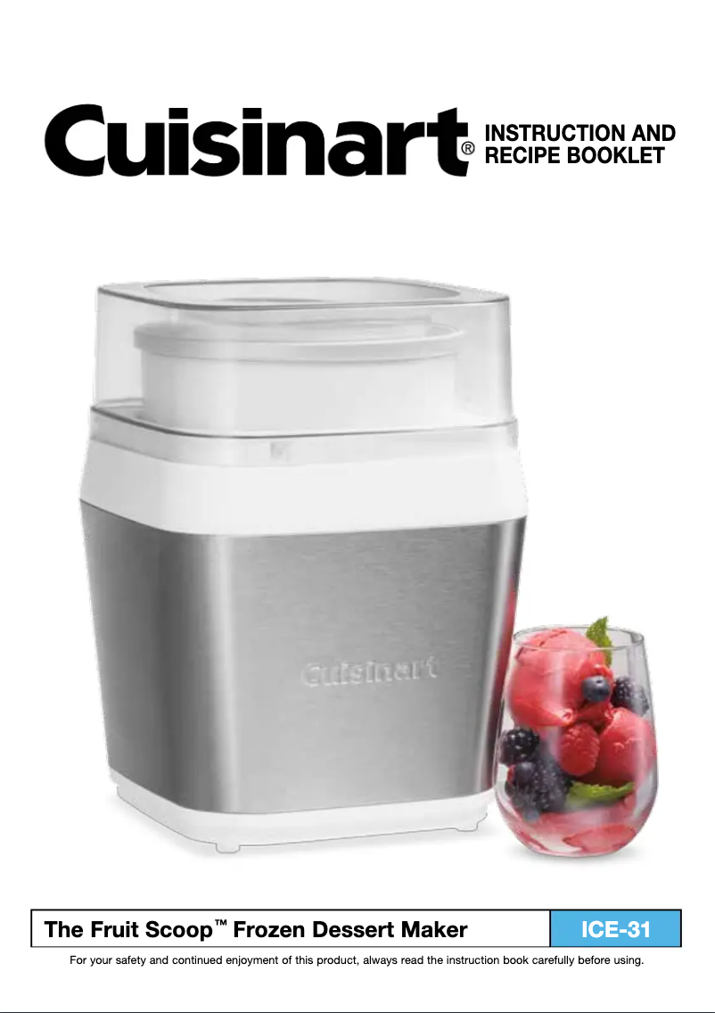 Page 1 de la notice Manuel utilisateur Cuisinart The Fruit Scoop ICE-31