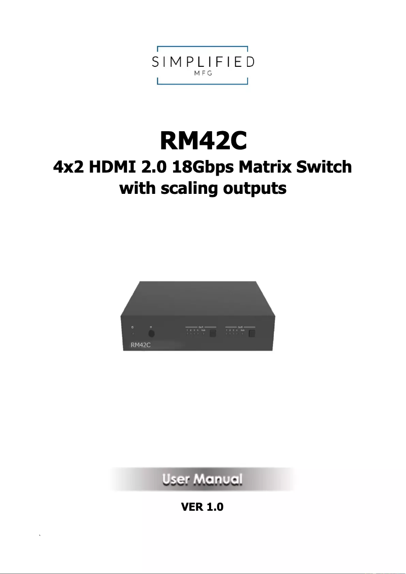 Page 1 de la notice Manuel utilisateur Simplified MFG RM42C