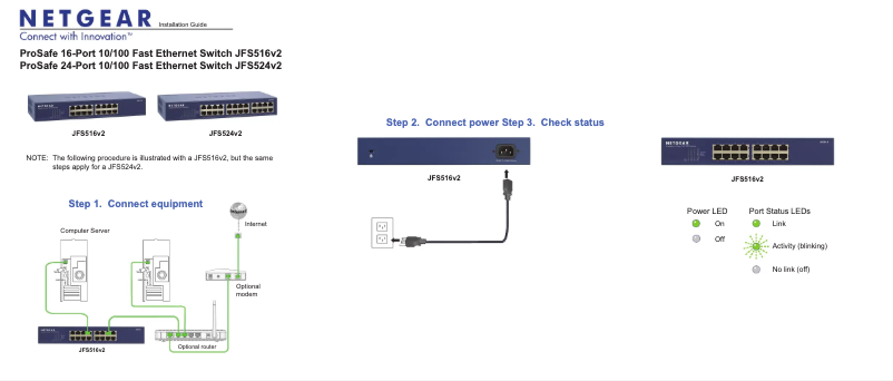 Page n°1 - Guide d'installation Netgear ProSafe JFS524v2