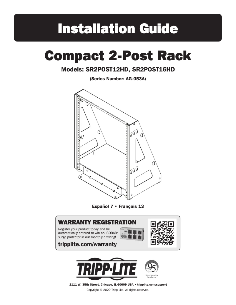Page 1 de la notice Manuel utilisateur Tripp Lite SmartRack SR2POST16HD