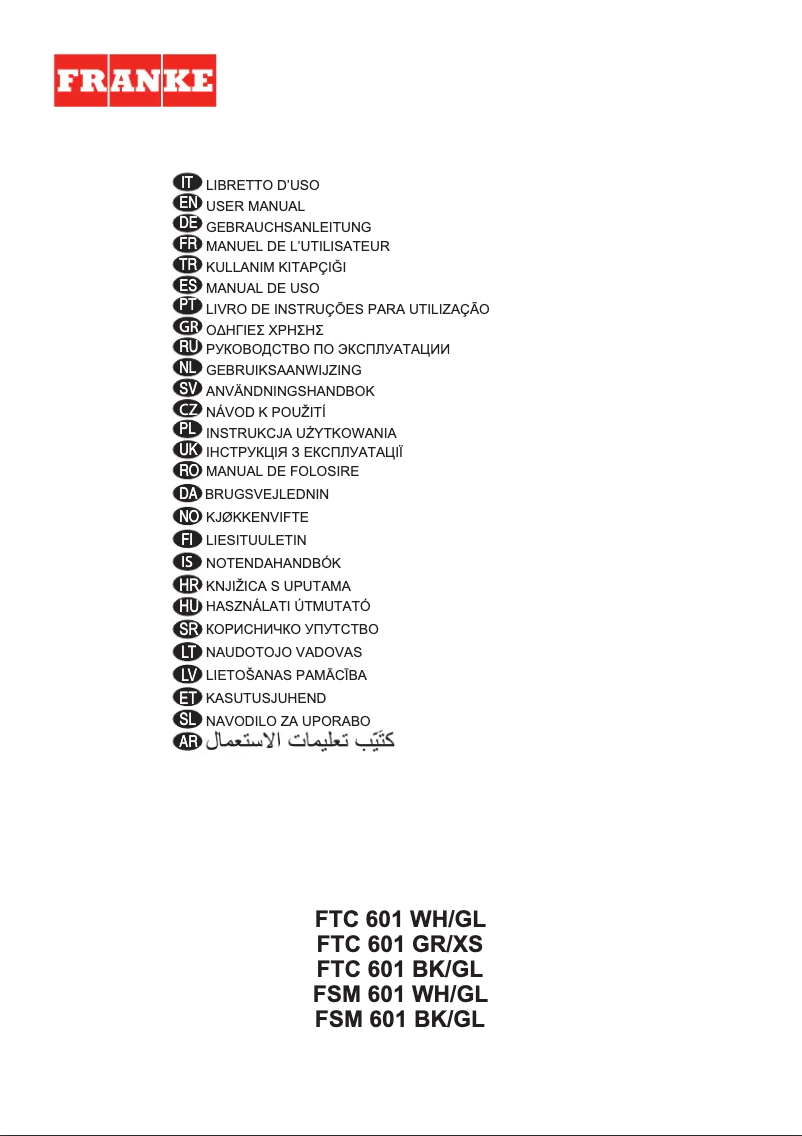 Page 1 de la notice Manuel utilisateur Franke FTC 601 GR/XS