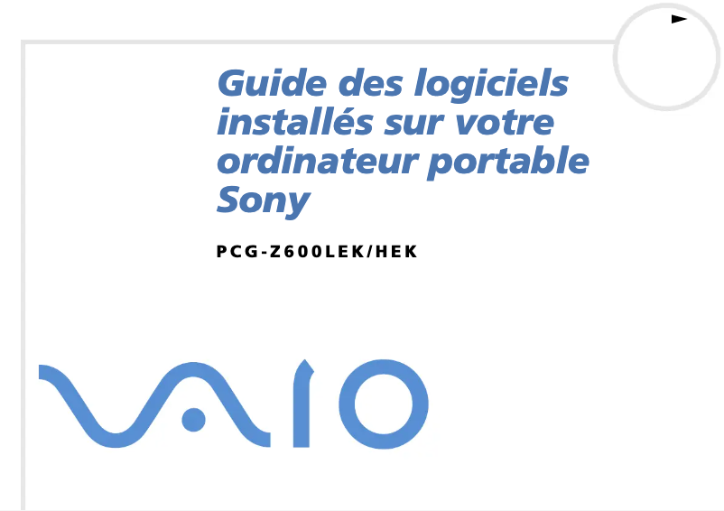 Page n°1 - Manuel utilisateur Sony Vaio PCG-Z600LEK