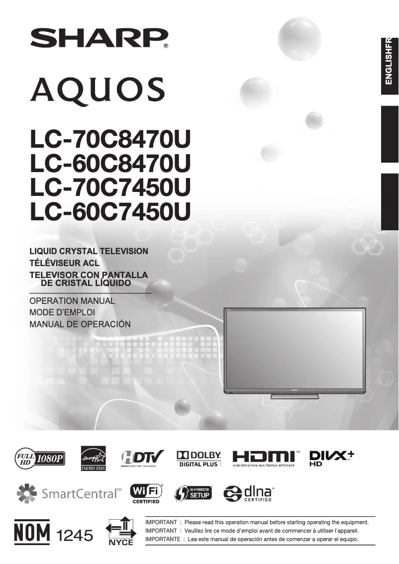Page n°1 - Manuel utilisateur Sharp AQUOS LC-60C7450U