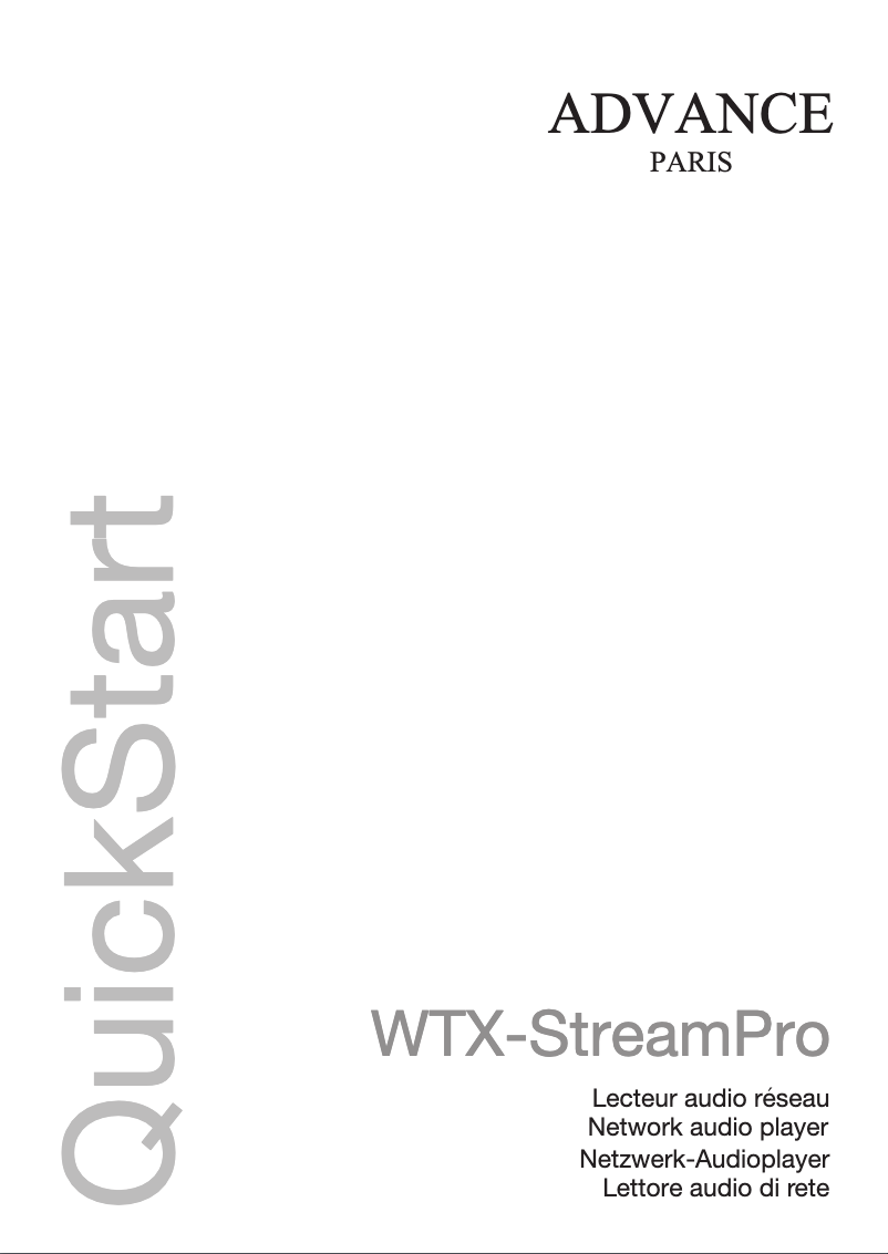 Page n°1 - Manuel utilisateur Advance WTX-StreamPro