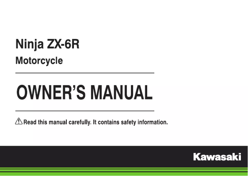Image de la première page du manuel de l'appareil Ninja ZX-6R (2018)