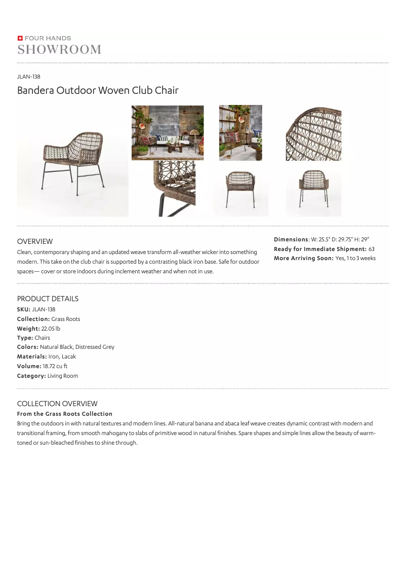 Página 1 del manual Manual de usuario Four Hands Grass Roots JLAN-138