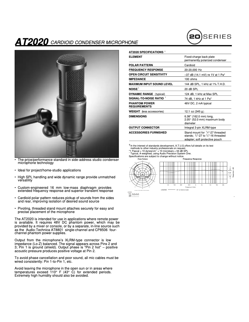 Page n°1 - Manuel utilisateur Audio-Technica AT2041SP