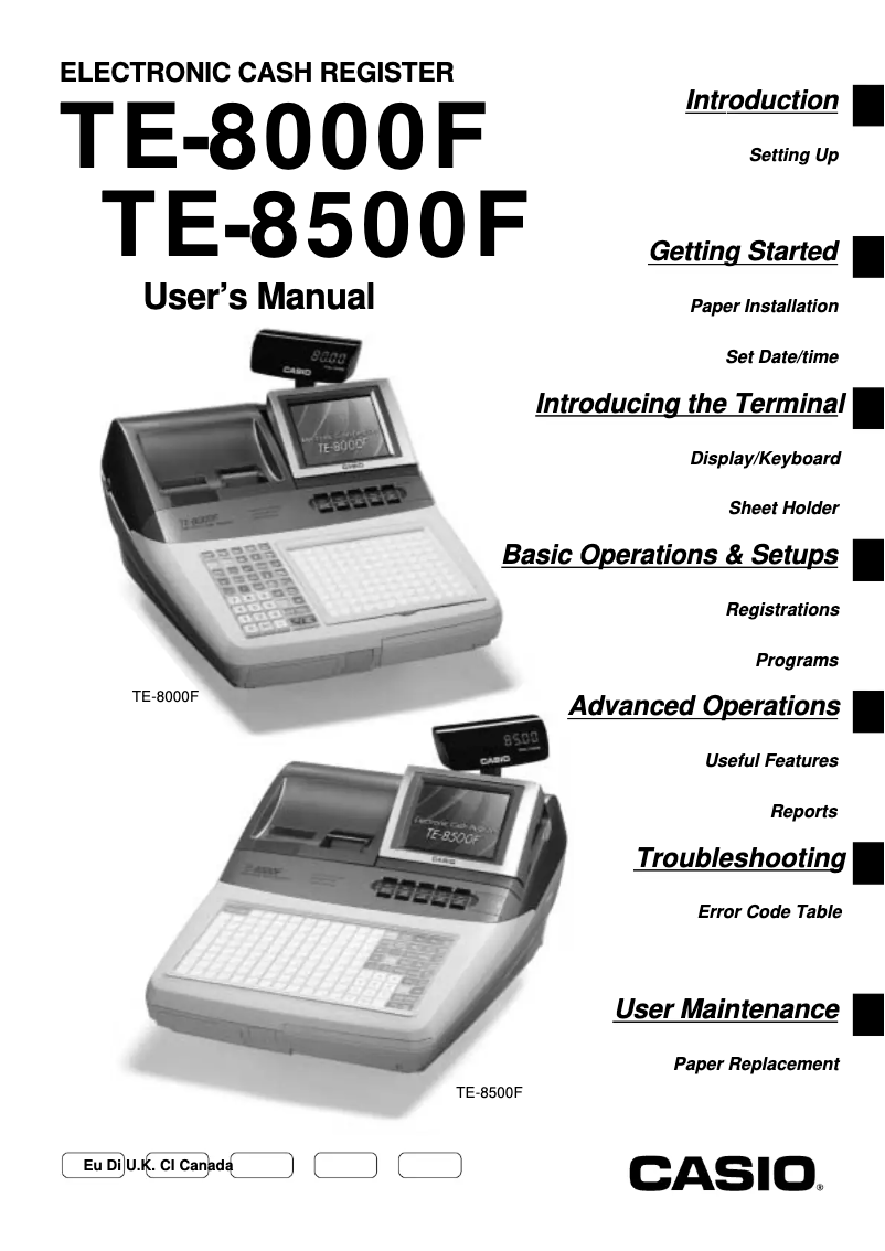 Page 1 de la notice Manuel utilisateur Casio TE-8000F