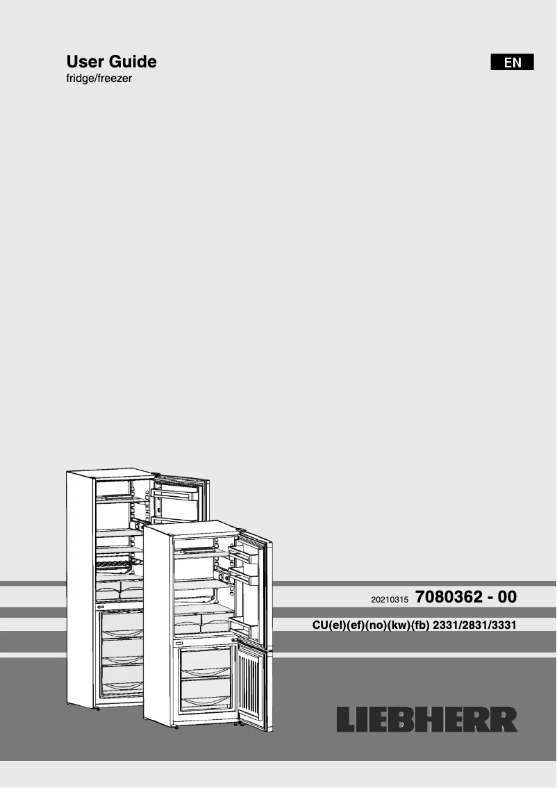 Page 1 de la notice Manuel utilisateur Liebherr KGw 1855-3