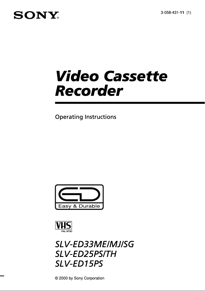 Page 1 de la notice Manuel utilisateur Sony SLV-ED33MJ