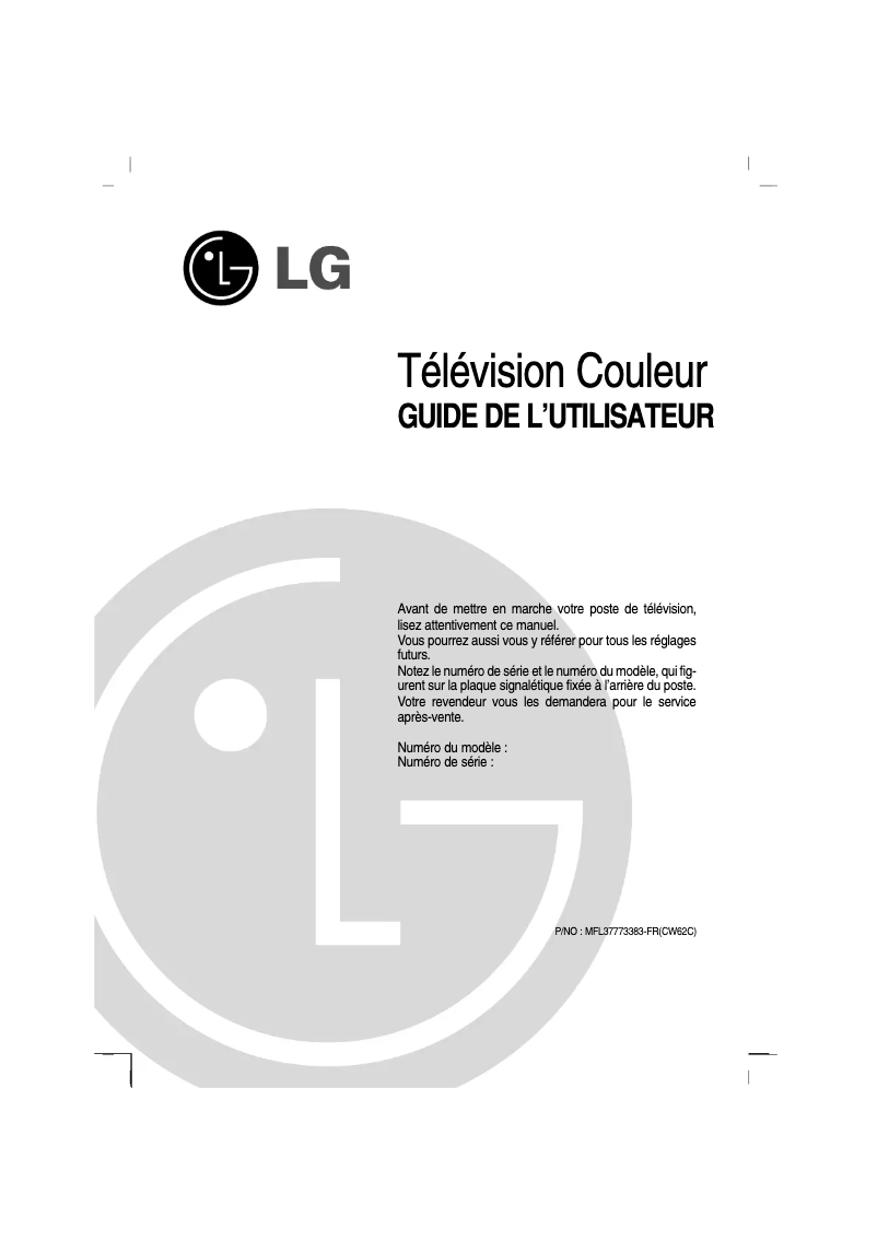 Page 1 de la notice Manuel utilisateur LG 29FG2RLUL