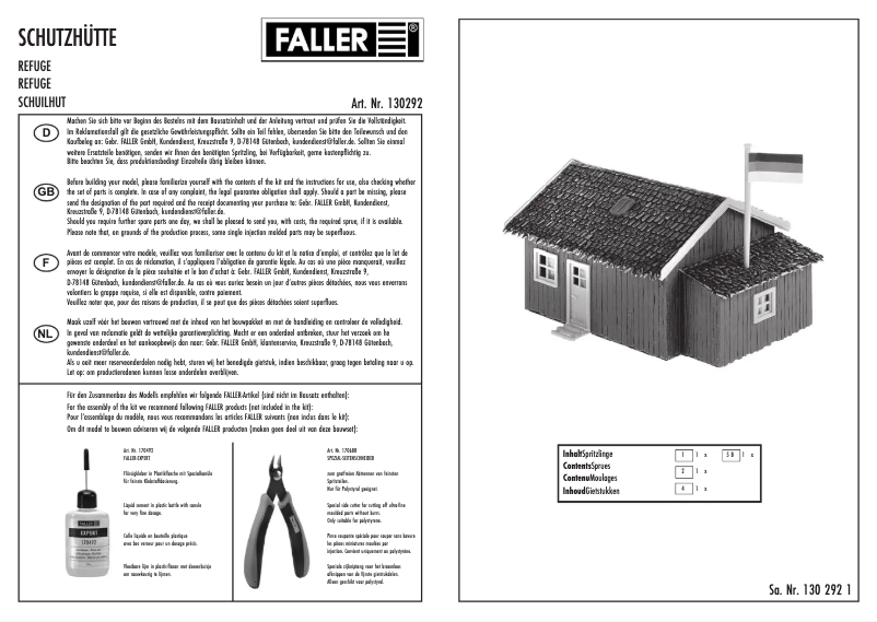 Page 1 de la notice Manuel utilisateur Faller 130292