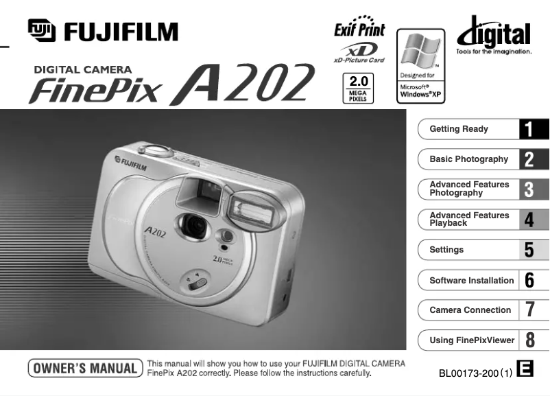 Image de la première page du manuel de l'appareil FinePix A202