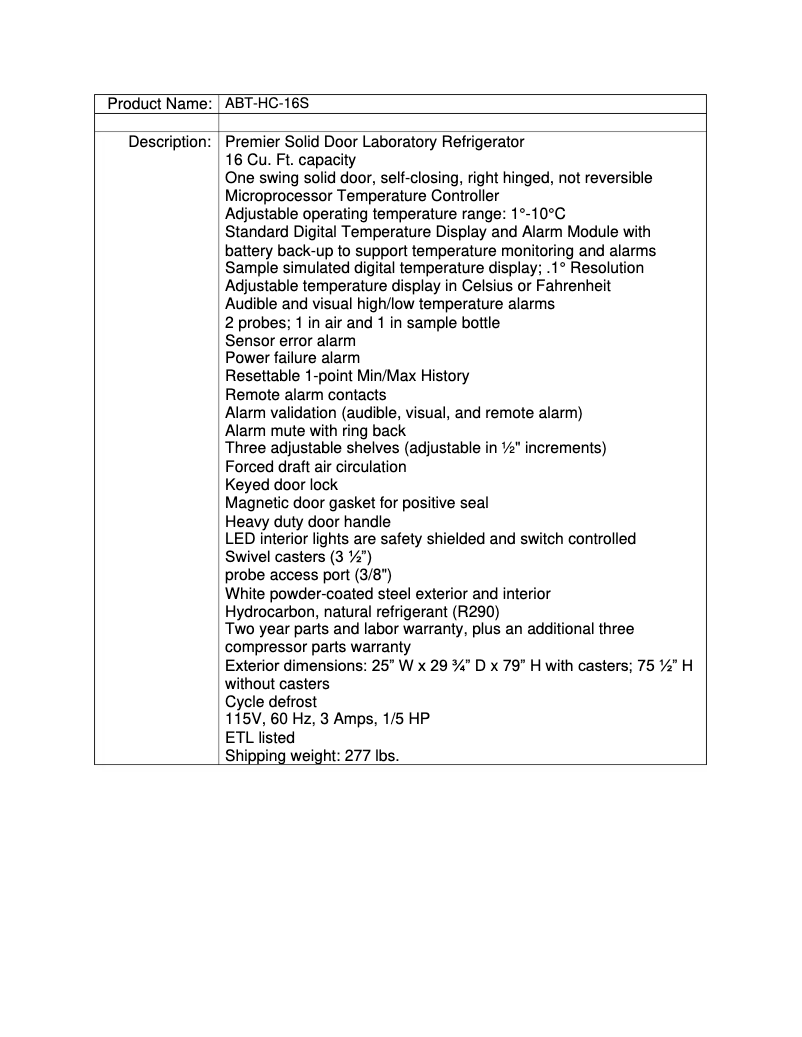 Page 1 de la notice Manuel utilisateur American BioTech Supply ABT-16S
