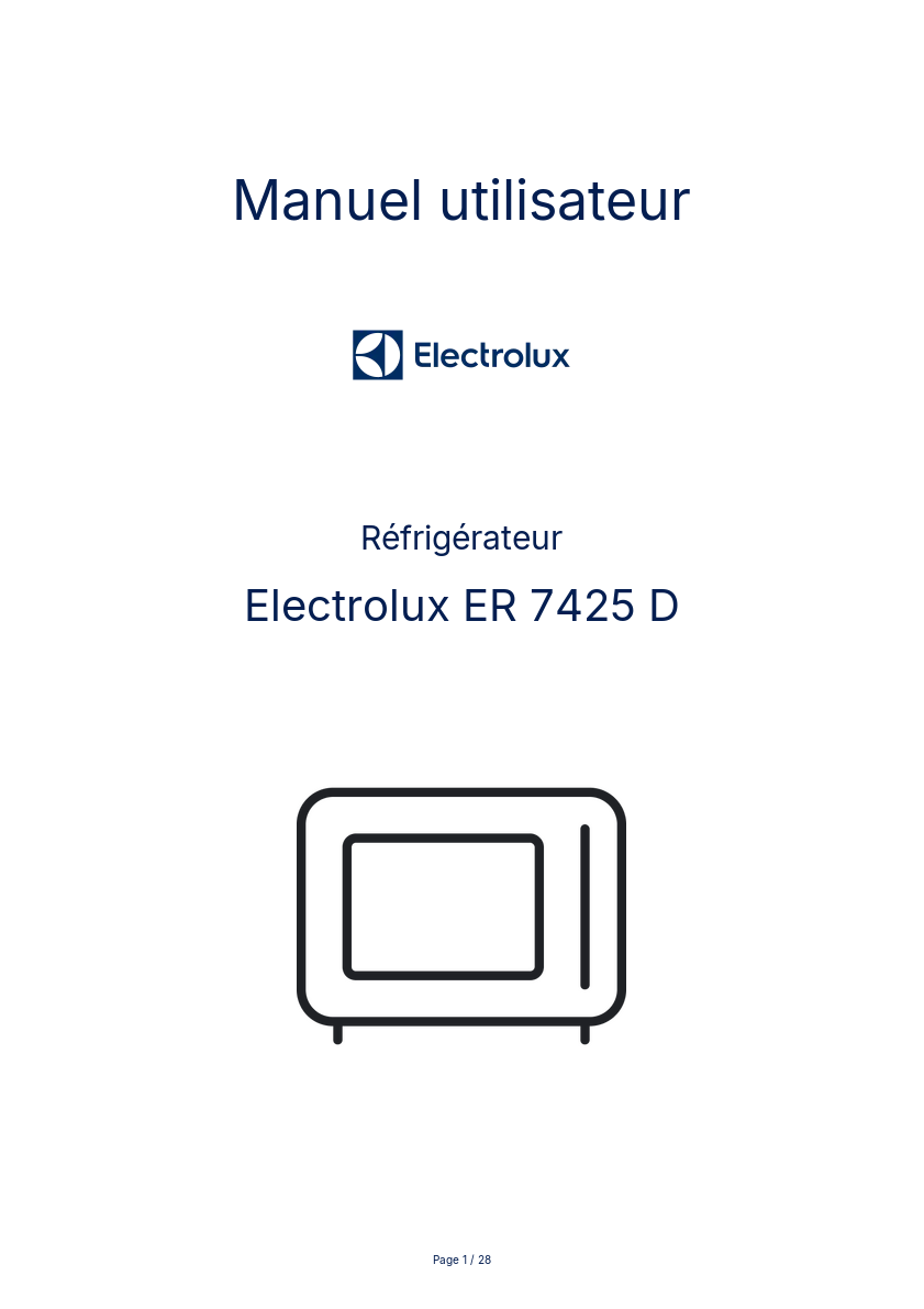 Page n°1 - Manuel utilisateur Electrolux ER 7425 D