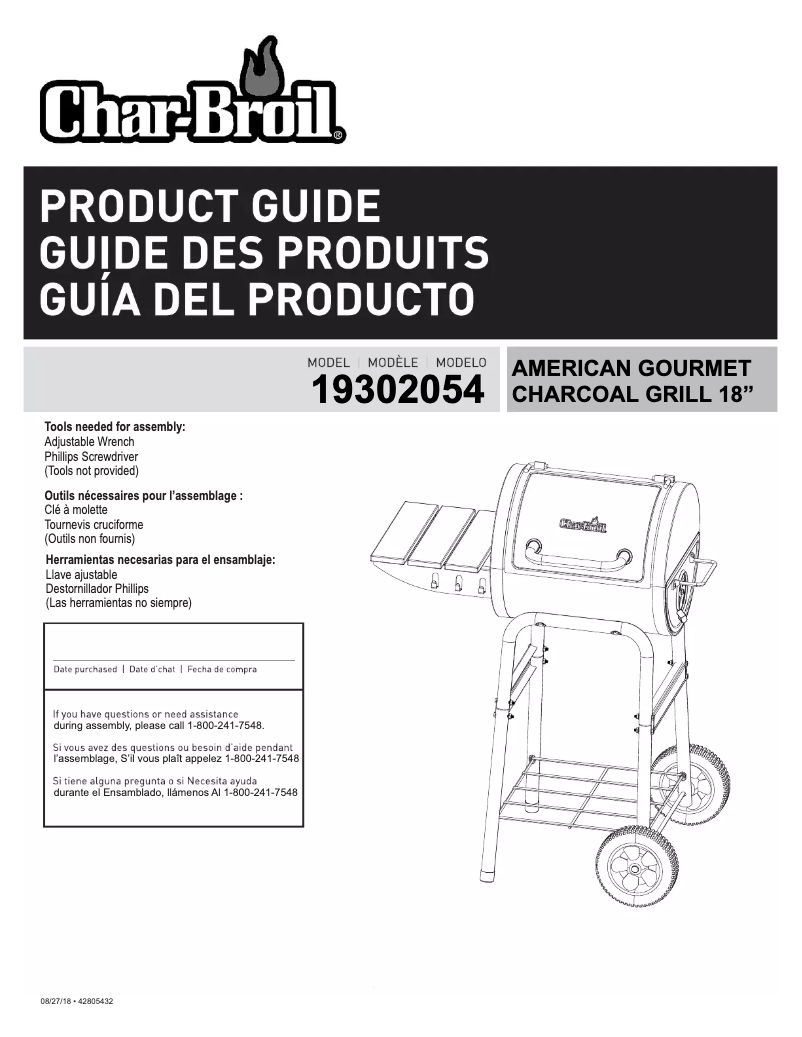 Page 1 de la notice Manuel utilisateur Char-Broil American Gourmet 19302054