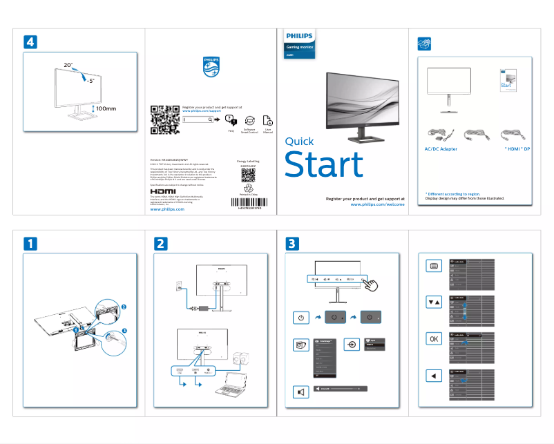 Page 1 de la notice Guide de démarrage rapide Philips 242E1GAEZ