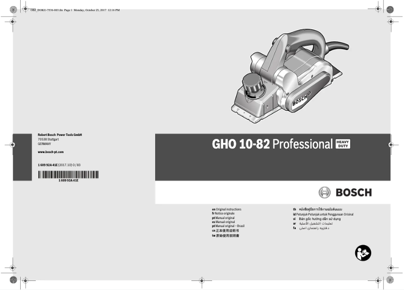 Page n°1 - Manuel utilisateur Bosch GHO 10-82 Professional
