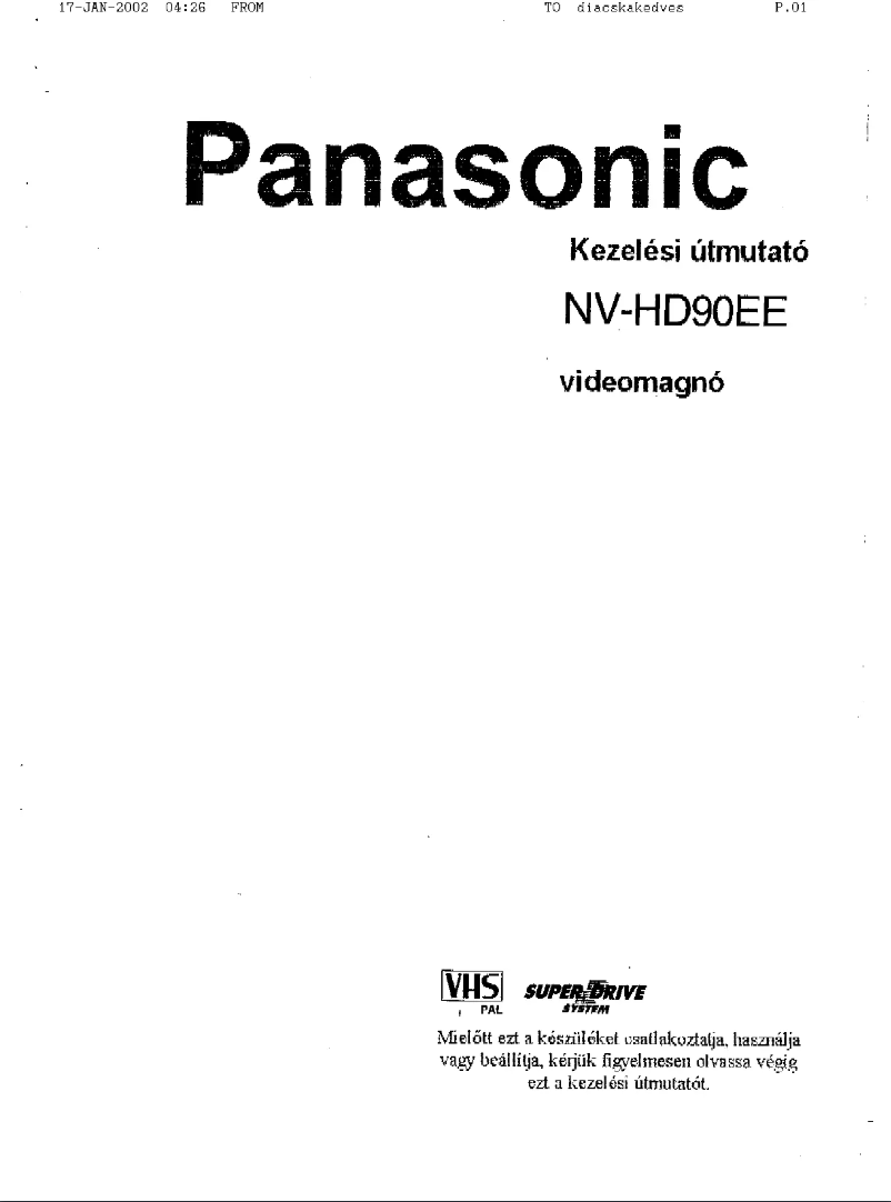 Page n°1 - Manuel utilisateur Panasonic NV-HD90EE