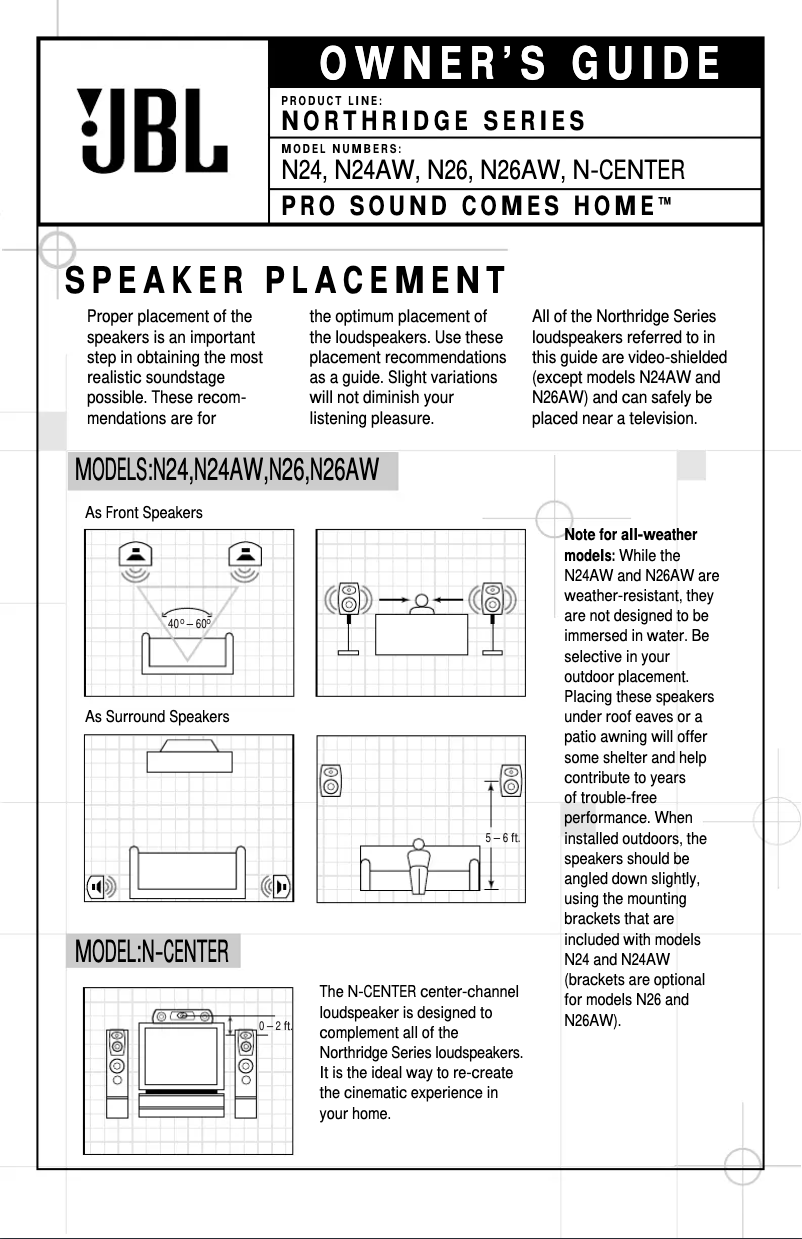 Page n°1 - Manuel utilisateur JBL Northridge N Center