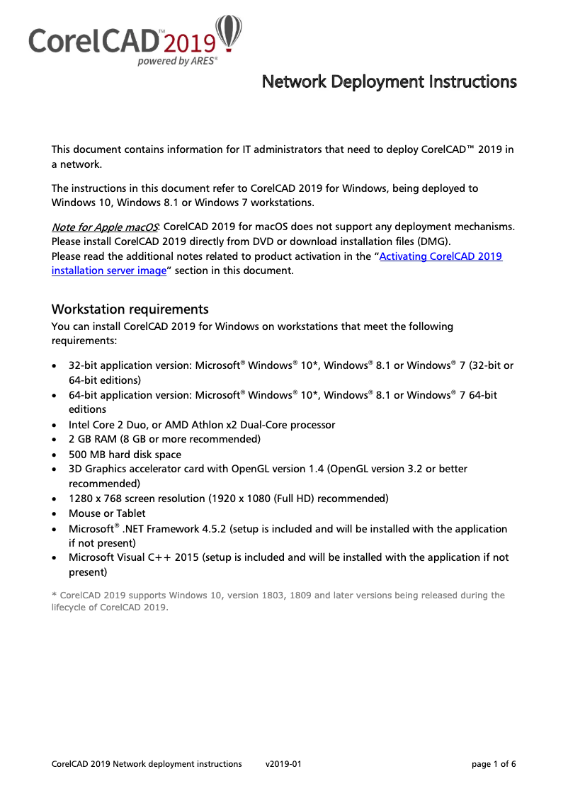 Image de la première page du manuel de l'appareil CAD 2019