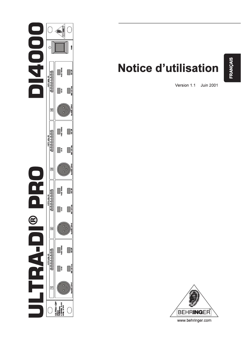 Page n°1 - Manuel utilisateur Behringer Ultra Phase Shifter UP100