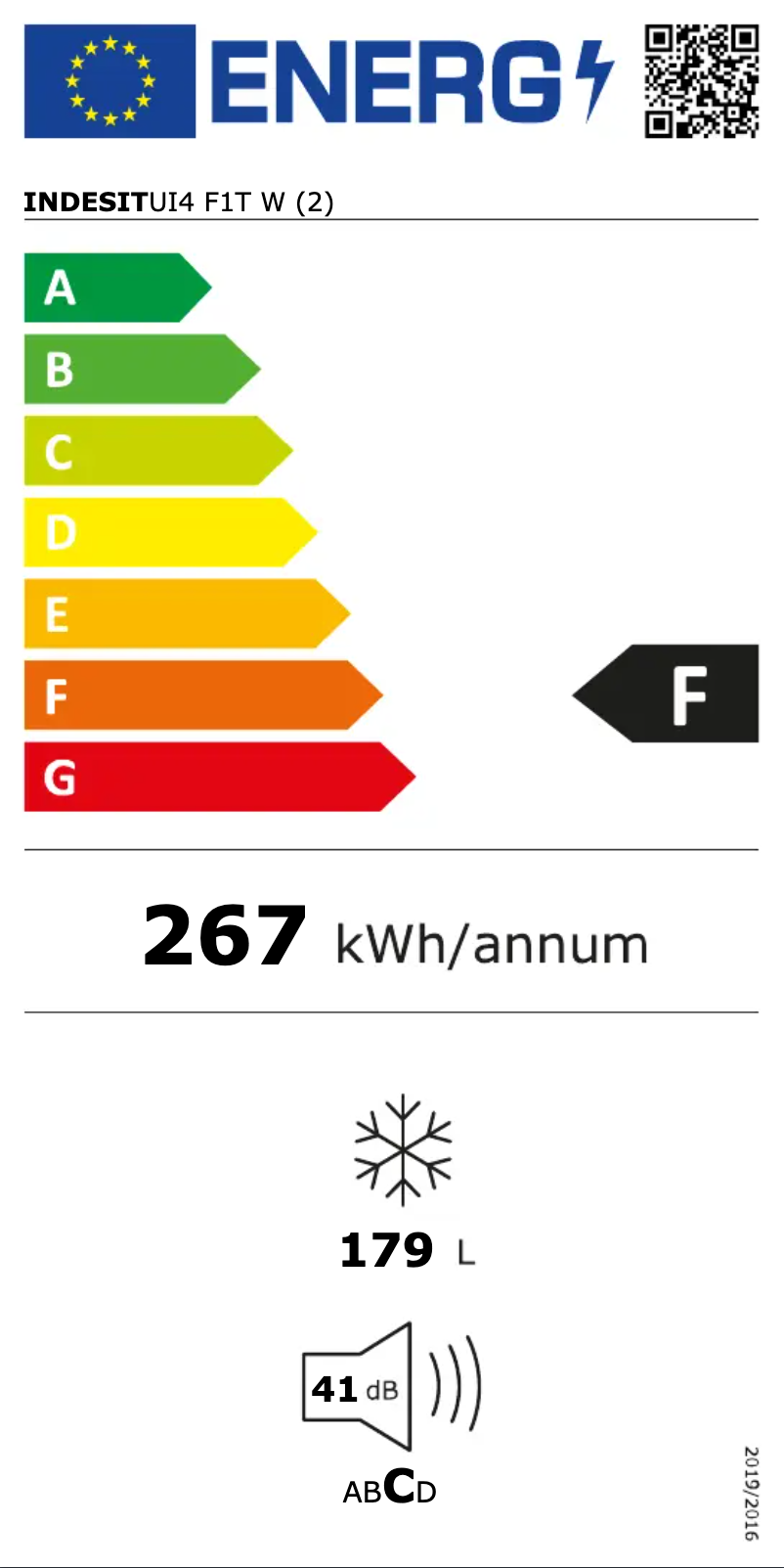 Page n°1 - Label énergétique Indesit UI4 F1T W