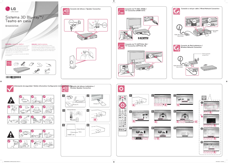 Page 1 de la notice Guide d'installation LG BH6830SW